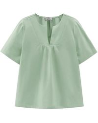Woolrich - Overhemden ,Groen ,Katoen Lichtgewicht Katoenen Poplin Blouse - Lyst