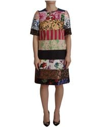 Dolce & Gabbana - Patchwork blumen sheath mini kleid - Lyst
