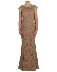 Dolce & Gabbana - Rosa blumen spitze maxi sheath kleid - Lyst