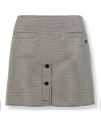 Courreges - Rokken ,Grijs ,Wol Houndstooth Minirok Met Knopen - Lyst