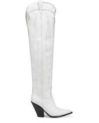 Sonora Boots - Botas de cuero de becerro blanco por encima de la rodilla con bordado - Lyst