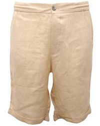 Alpha Studio - Bermuda Leinen Shorts Mit Kordelzug - Lyst