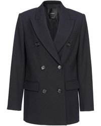 Pinko - Jassen ,Zwart ,Wol Zwarte Twill Blazer Casual Stijl - Lyst