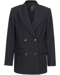 Pinko - Jassen ,Zwart ,Wol Zwarte Twill Blazer Casual Stijl - Lyst