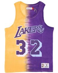 Mitchell & Ness - Fitness ,Veelkleurig ,Katoen Magic Johnson Tie Dye Tank Top - Lyst