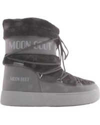 Moon Boot - Stivali ltrack neri con pelliccia - Lyst
