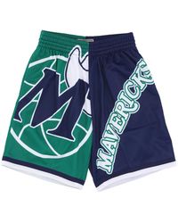 Mitchell & Ness - Fitness ,Groen ,Polyester Nba Big Face Basketball Shorts - Lyst
