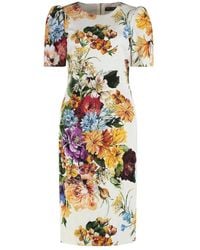 Dolce & Gabbana - Abito Midi Con Stampa Floreale - Lyst