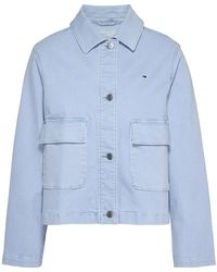 Tommy Hilfiger - Jassen ,Blauw ,Katoen Vintage Gewassen Overhemd Stijl Jas - Lyst