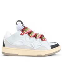 Lanvin - Schoenen ,Wit ,Leer Witte Sneakers Overdreven Silhouet Multikleur Veters - Lyst