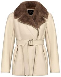 CESARE GASPARI - Mantel Mit Shearling-Futter Und Gürtel - Lyst