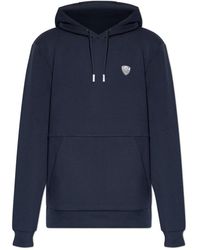 EA7 - Hoodies & Sweatvesten ,Blauw ,Polyester Core Premium Hoodie - Lyst