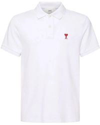 Ami Paris - Weißes Poloshirt Baumwolle Besticktes Logo - Lyst