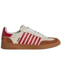 DSquared² - Schoenen ,Rood ,Leer Gestreept Athletic Boxer Sneakers - Lyst