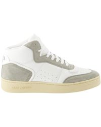 Saint Laurent - Schoenen ,Wit ,Suède Bicolor Leren En Suède Sneakers - Lyst