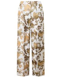 Max Mara - Broeken ,Bruin ,Katoen Zijden Pyjamabroek Met Print - Lyst