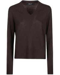 Aragona - Truien & Vesten ,Bruin ,D3425Tf V-Hals Trui - Lyst