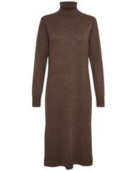Saint Tropez - Kleedjes ,Bruin ,Bruin Melange Rolnek Lange Jurk - Lyst