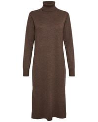 Saint Tropez - Kleedjes ,Bruin ,Bruin Melange Rolnek Lange Jurk - Lyst