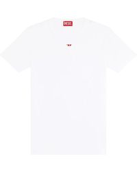 DIESEL - Weißes geripptes crew neck t-shirt - Lyst