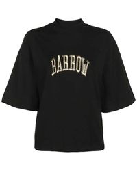 Barrow - Tops ,Zwart ,Katoen Geborduurd Katoenen T-Shirt - Lyst