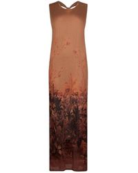 Liu Jo - Kleedjes ,Veelkleurig ,Polyester Lange Gebreide Jurk Met Print - Lyst