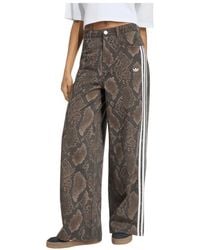 adidas - Fitness ,Veelkleurig ,Denim Snake Print Denim Loose Pants - Lyst