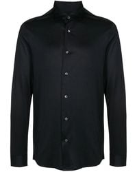 Emporio Armani - Overhemd Met Gebogen Zoom En Knopen - Lyst