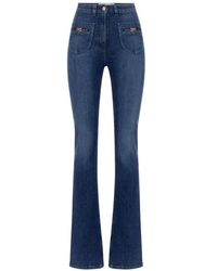 Elisabetta Franchi - Bootcut Denim Hose Mit Ausgestelltem Bein - Lyst