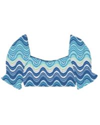 MC2 Saint Barth - Overhemden ,Blauw ,Top Met Golfprint - Lyst