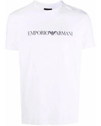 Emporio Armani - T-Shirt Aus Weiβer Baumwolle Mit Logo-Print - Lyst