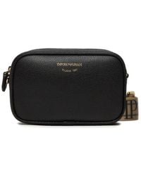 Emporio Armani - Schwarze mini tasche mit verstellbarem riemen und logo schriftzug - Lyst