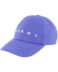 Marni - Accessoires ,Blauw ,Katoen Blauw Lila Katoenen Baseballpet - Lyst