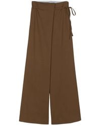 Alysi - Broeken ,Bruin ,Wijde Cropped Broek - Lyst