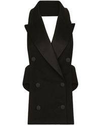 Dolce & Gabbana - Gilet in misto lana nero con schiena aperta - Lyst