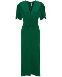 Victoria Beckham - Grünes kleid aus wollmischung mit raffungen - Lyst