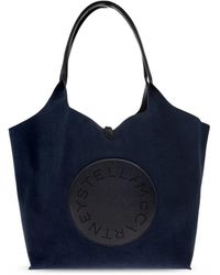 Stella McCartney - Tassen ,Blauw ,Leer Omkeerbare Tote Bag Met Logo - Lyst