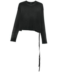 Ann Demeulemeester - T-Shirt Met Ribbels En Strikdetail - Lyst