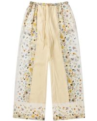 Munthe - Elegante blumige seidenhose creme - Lyst