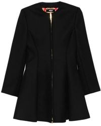Versace - Jassen ,Zwart ,Leer Zwarte Uitlopende Jas - Lyst