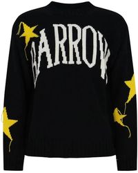 Barrow - Truien & Vesten ,Zwart ,Wol Girocollo Trui Met Logo En Geribbelde Boorden - Lyst