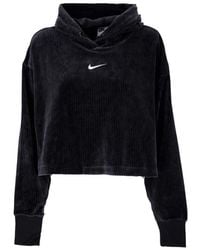 Nike - Sudadera Con Capucha Corta Y Ligera Ropa Deportiva Para Mujer Sudadera Con Capucha Corta De Terciopelo Mod Negro/Vela - Lyst