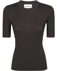 P.A.R.O.S.H. - Truien & Vesten ,Bruin ,Katoen Maglia Manica Corta Costine - Lyst