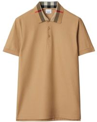Burberry - Tops ,Katoen Piqué Polo Shirt Met Geruite Kraag - Lyst