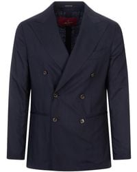 Montecore - Jassen ,Blauw ,Wol Double-Breasted Jas - Lyst