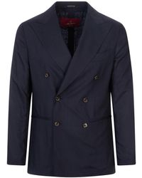 Montecore - Jassen ,Blauw ,Wol Double-Breasted Jas - Lyst