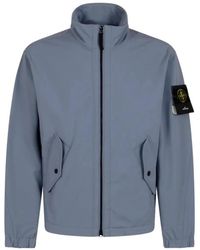 Stone Island - Jassen ,Blauw ,Polyester Light Soft Shell-R Blouson - Lyst