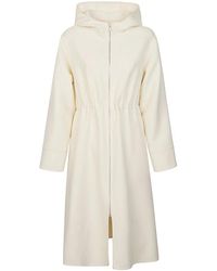 Eleventy - Jassen ,Wit ,Wol Parka Met Trekkoord - Lyst