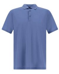 Herno - Tops ,Blauw ,Katoen Jersey Crêpe Polo Shirt - Lyst
