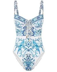 CAMILLA - Badmode ,Veelkleurig ,Lace Up Underwire One Piece Badpak - Lyst